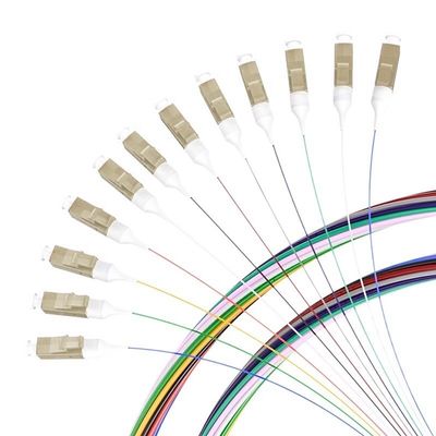 खरीदें Customized Lengths 12 Cores LC/APC Singlemode Fiber Optic Pigtail for FTTN Connection ऑनलाइन निर्माण