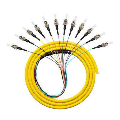 खरीदें 12 कोर 12F 9/125 0.9mm ST सिंगलमोड FTTH फाइबर ऑप्टिक पिगटेल वेवलेंथ 1310nm ऑनलाइन निर्माण