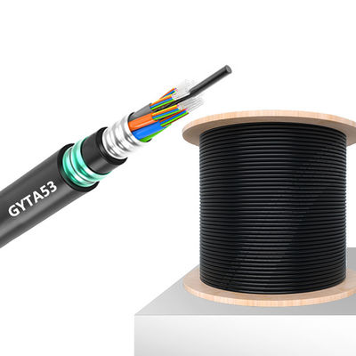 खरीदें Moistureproof Outdoor Armored Fiber Optic Cable Black Outdoor Rated Fiber ऑनलाइन निर्माण