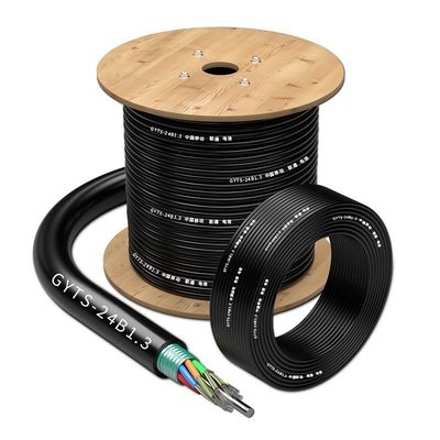 खरीदें Black G72B1.3 G652D 36B1.3 PE Outdoor Armored Fiber Optic Cable For Overhead Pipeline ऑनलाइन निर्माण