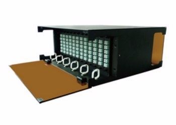 खरीदें MTP MPO Chassis 4U Fiber Patch Panel MPO Fiber Cassette Black ऑनलाइन निर्माण